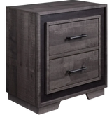 Rustic Grey Two-Tone Recessed Panel 2-Drawer Nightstand