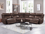 Brown 6-Piece Power Reclining Sectional with Storage Console & Cup Holders