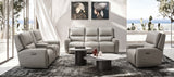 Gray Top‑Grain Leather 2‑Piece Dual‑Power Reclining Sofa & Loveseat Set