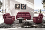 Red Top-Grain Leather 3-Piece Power Reclining Living Room Set with Power Headrests