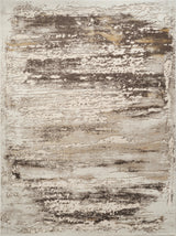 Abstract art piece with brown, black, and beige colors on a textured surface.