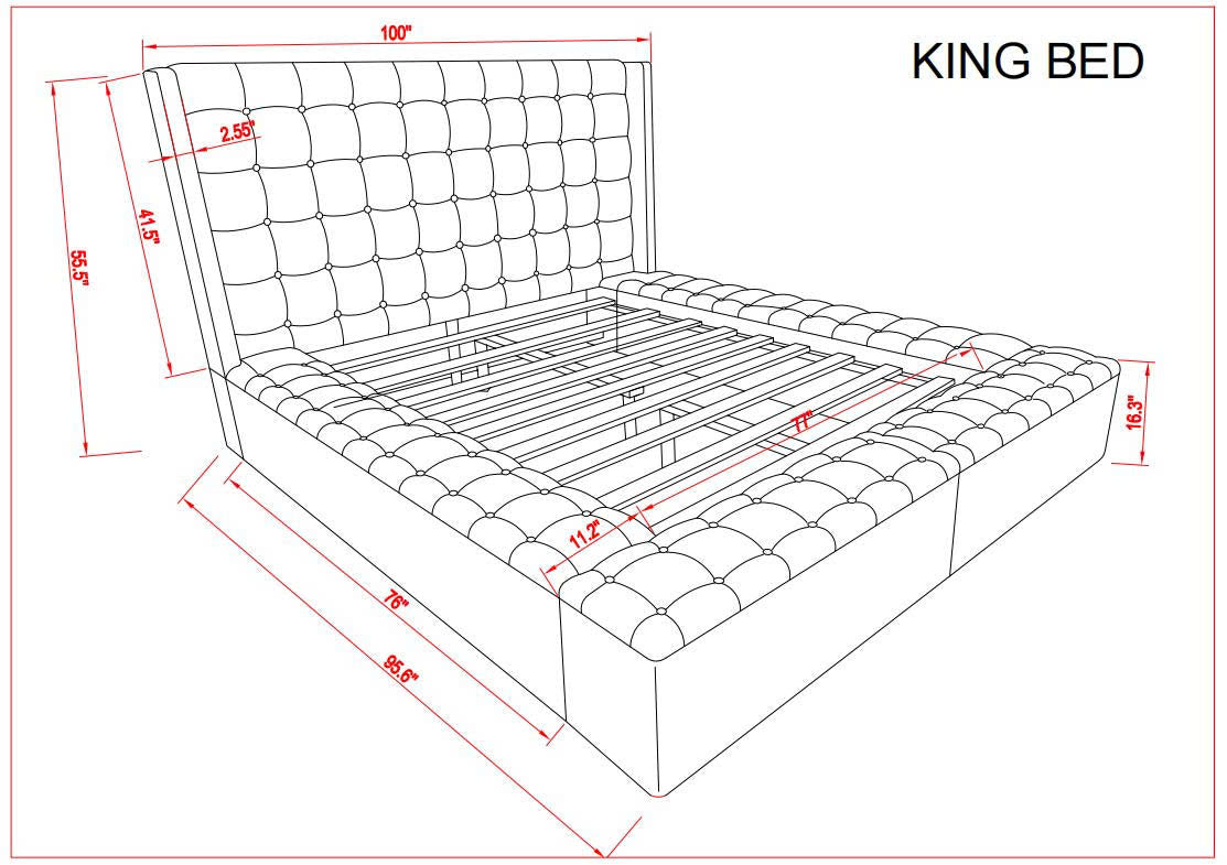 Grey Bouclé Tufted Upholstered Storage Bed with USB