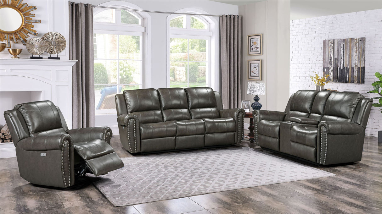 2-Piece Living Room Set: Power Reclining Sofa & Stationary Loveseat - Top Grain Leather by Sara Collections | Bel Furniture