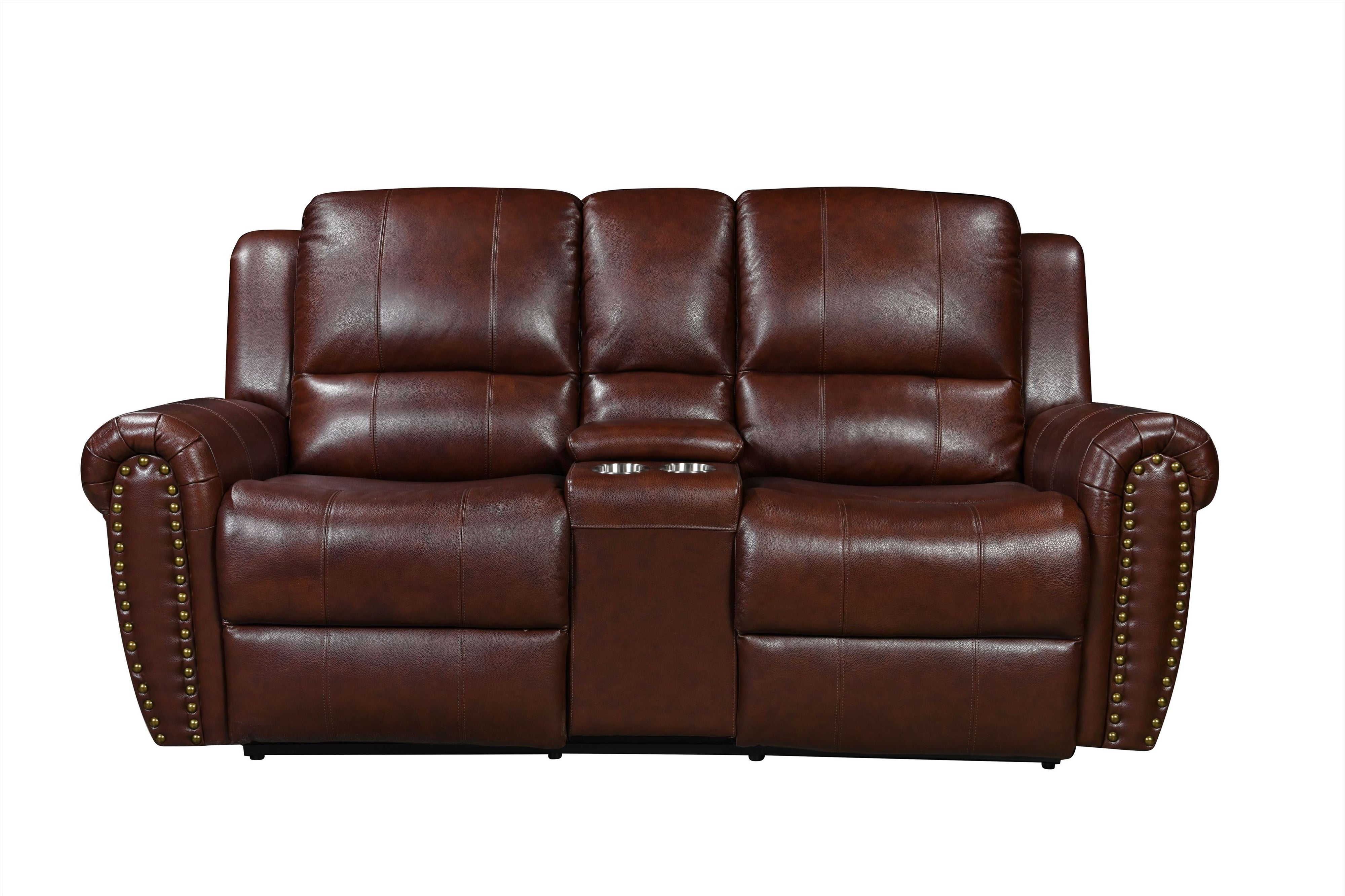 2-Piece Living Room Set: Power Reclining Sofa & Stationary Loveseat - Top Grain Leather