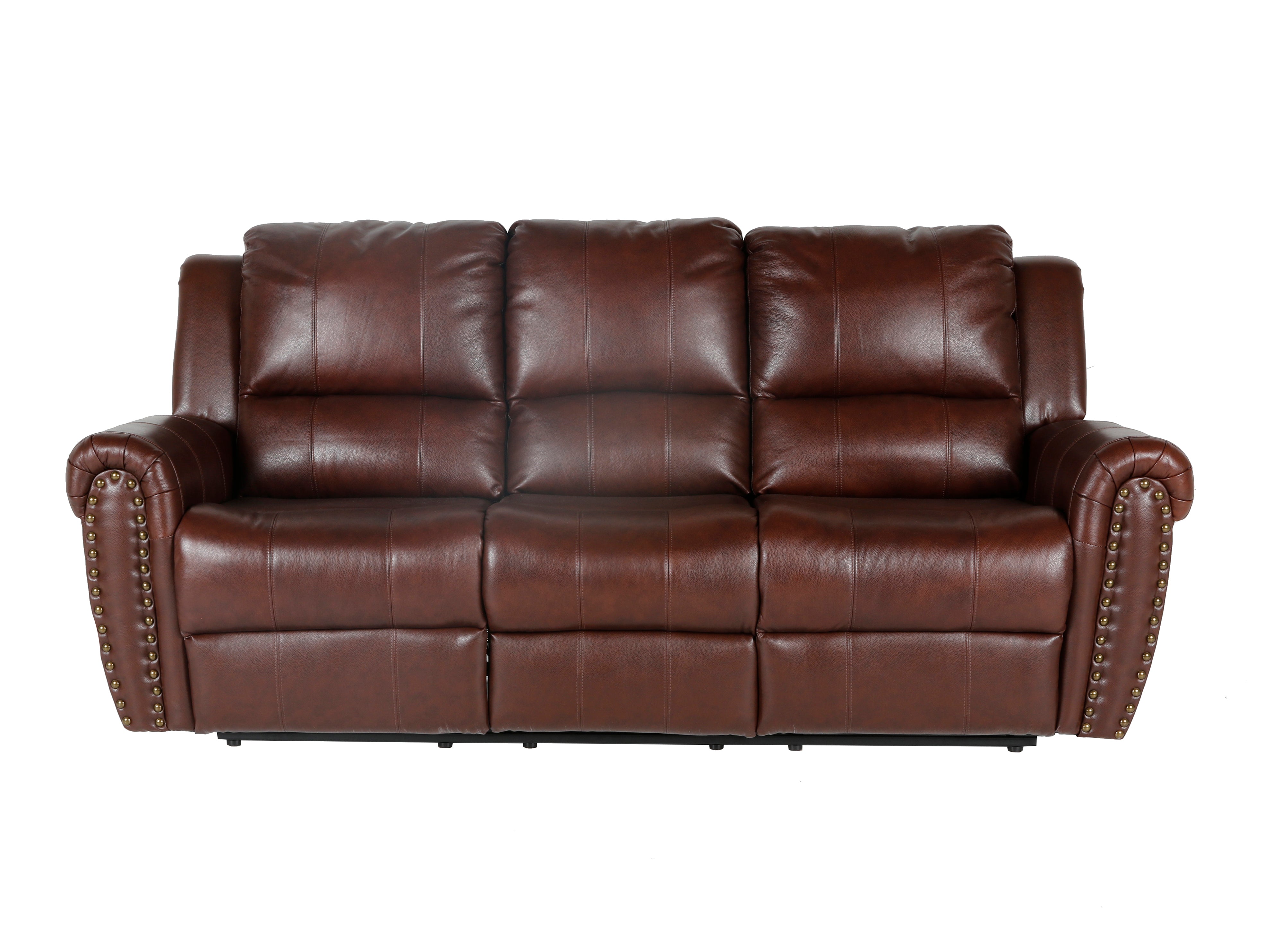 2-Piece Living Room Set: Power Reclining Sofa & Stationary Loveseat - Top Grain Leather