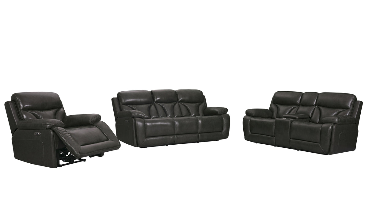 3 Piece Living Room Set: Power Reclining Sofa, Power Reclining Chair, Stationary Loveseat - Top Grain Leather by Sara Collections | Bel Furniture