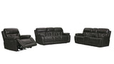 3 Piece Living Room Set: Power Reclining Sofa, Power Reclining Chair, Stationary Loveseat - Top Grain Leather by Sara Collections | Bel Furniture