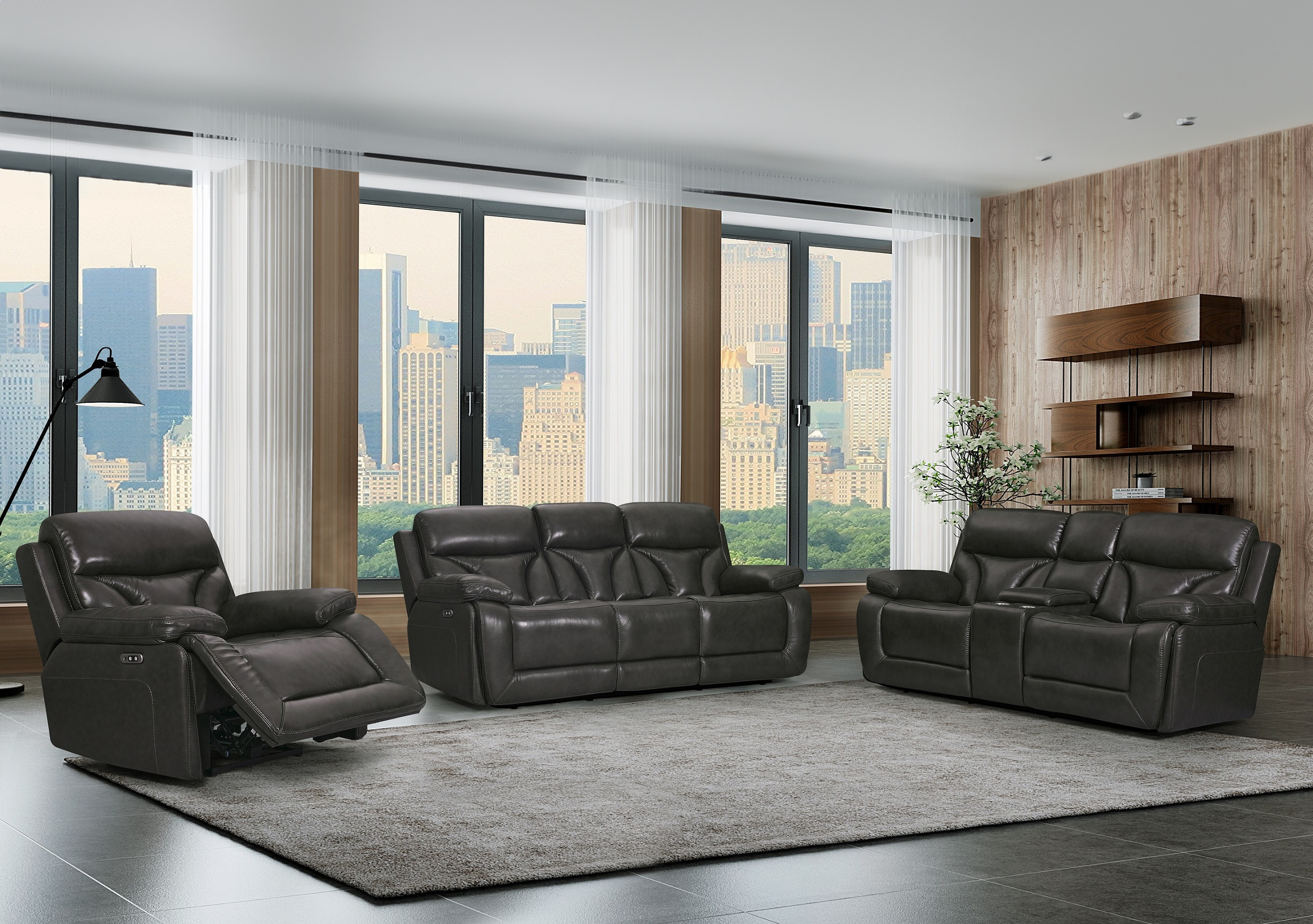 3 Piece Power Reclining Living Room Set - Top Grain Leather