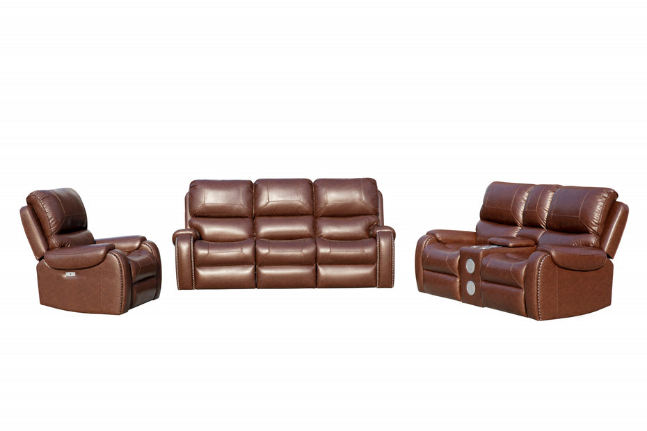 3 Piece Living Room Set: Power Reclining Sofa, Power Reclining Chair, Stationary Loveseat