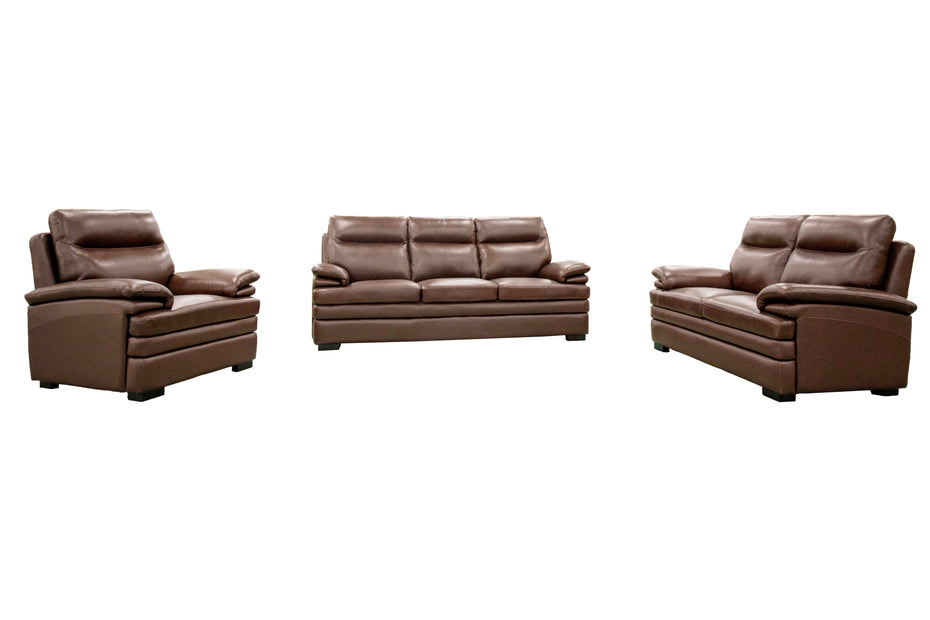 3 Piece Living Room Set in Top-Grain Leather Match PVC