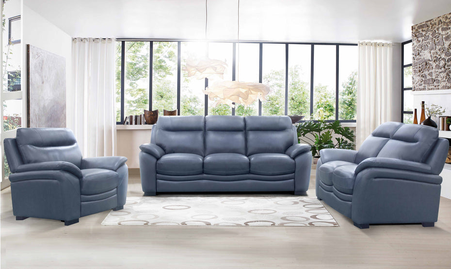 3 Piece Living Room Set in Top-Grain Leather Match PVC