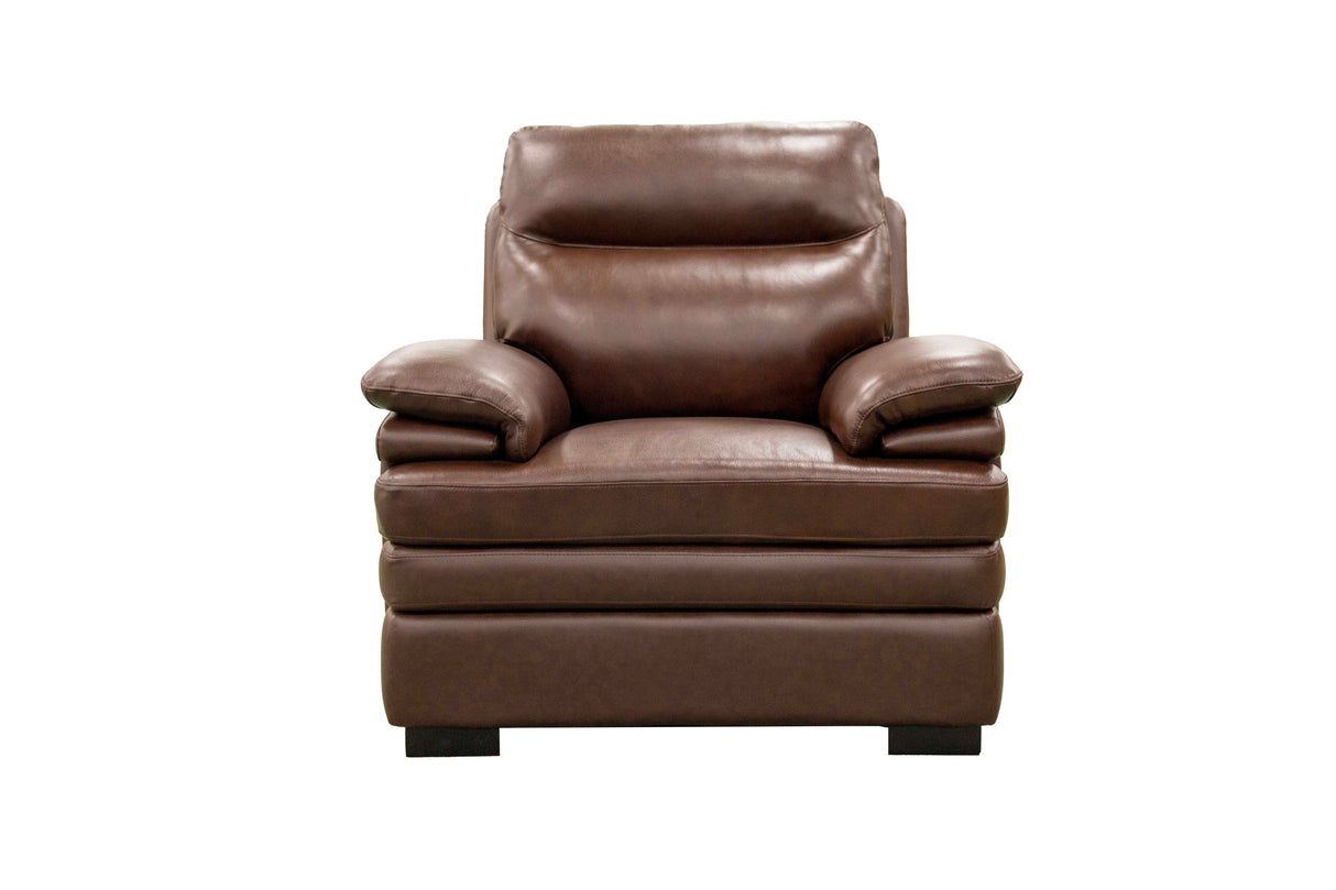 Brown Top Grain Leather 3-Piece Living Room Set with Sofa, Loveseat and Chair