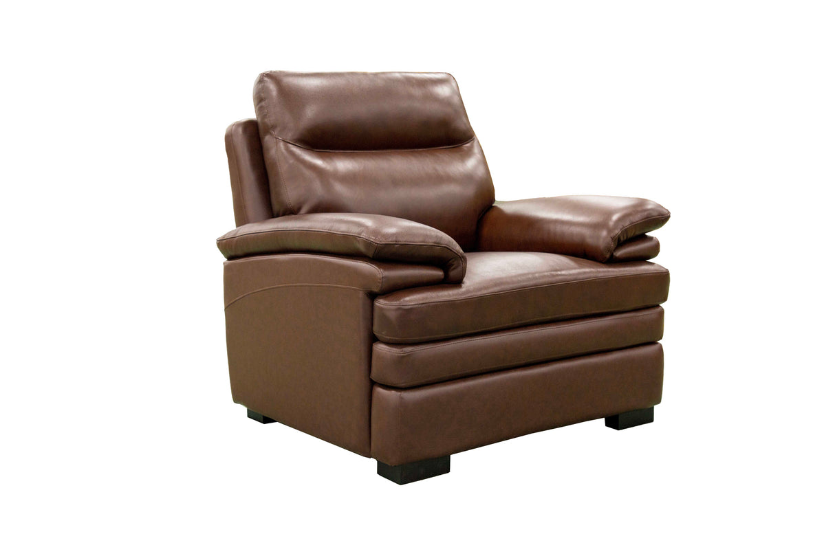 Brown Top Grain Leather 3-Piece Living Room Set with Sofa, Loveseat and Chair