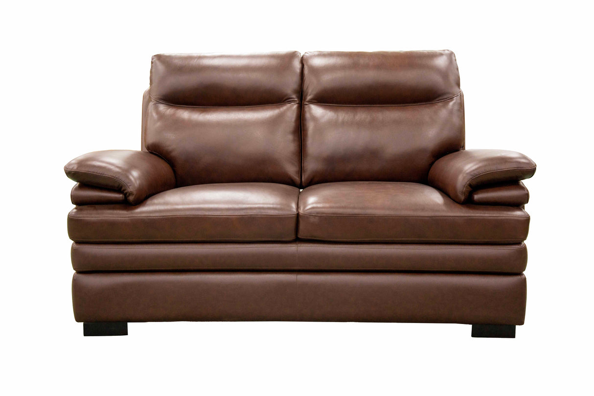 Brown Top Grain Leather 3-Piece Living Room Set with Sofa, Loveseat and Chair