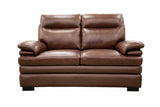 Brown Top Grain Leather 3-Piece Living Room Set with Sofa, Loveseat and Chair