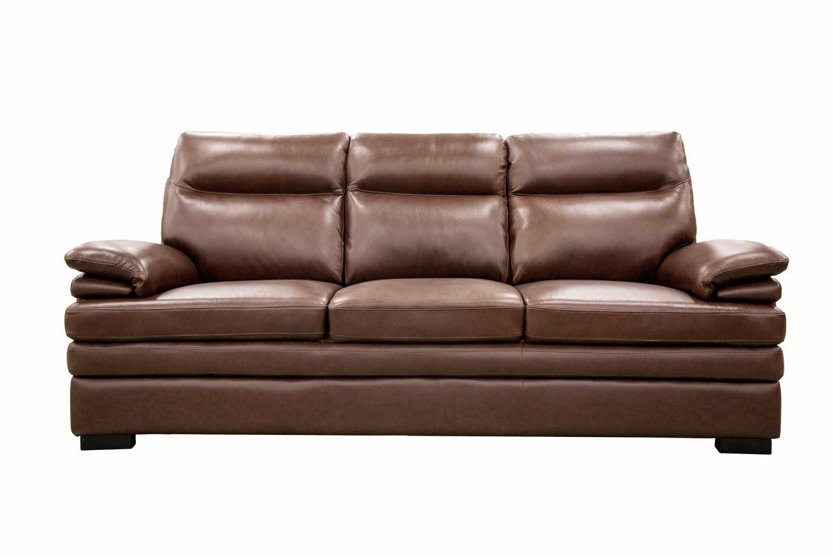Brown Top Grain Leather 3-Piece Living Room Set with Sofa, Loveseat and Chair