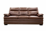Brown Top Grain Leather 3-Piece Living Room Set with Sofa, Loveseat and Chair