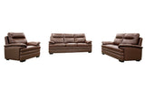 Brown Top Grain Leather 3-Piece Living Room Set with Sofa, Loveseat and Chair