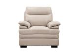 Light Beige Top Grain Leather 3-Piece Living Room Set with Sofa, Loveseat & Chair