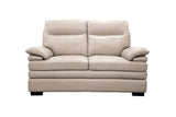 Light Beige Top Grain Leather 3-Piece Living Room Set with Sofa, Loveseat & Chair