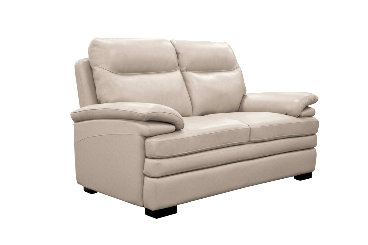 Light Beige Top Grain Leather 3-Piece Living Room Set with Sofa, Loveseat & Chair