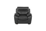 Modern Black Top Grain Leather 3-Piece Living Room Set with Sofa, Loveseat & Chair