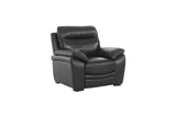 Modern Black Top Grain Leather 3-Piece Living Room Set with Sofa, Loveseat & Chair