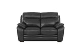 Modern Black Top Grain Leather 3-Piece Living Room Set with Sofa, Loveseat & Chair