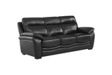 Modern Black Top Grain Leather 3-Piece Living Room Set with Sofa, Loveseat & Chair