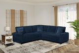 Navy Chenille 3-Piece Sectional Sofa with Pillows