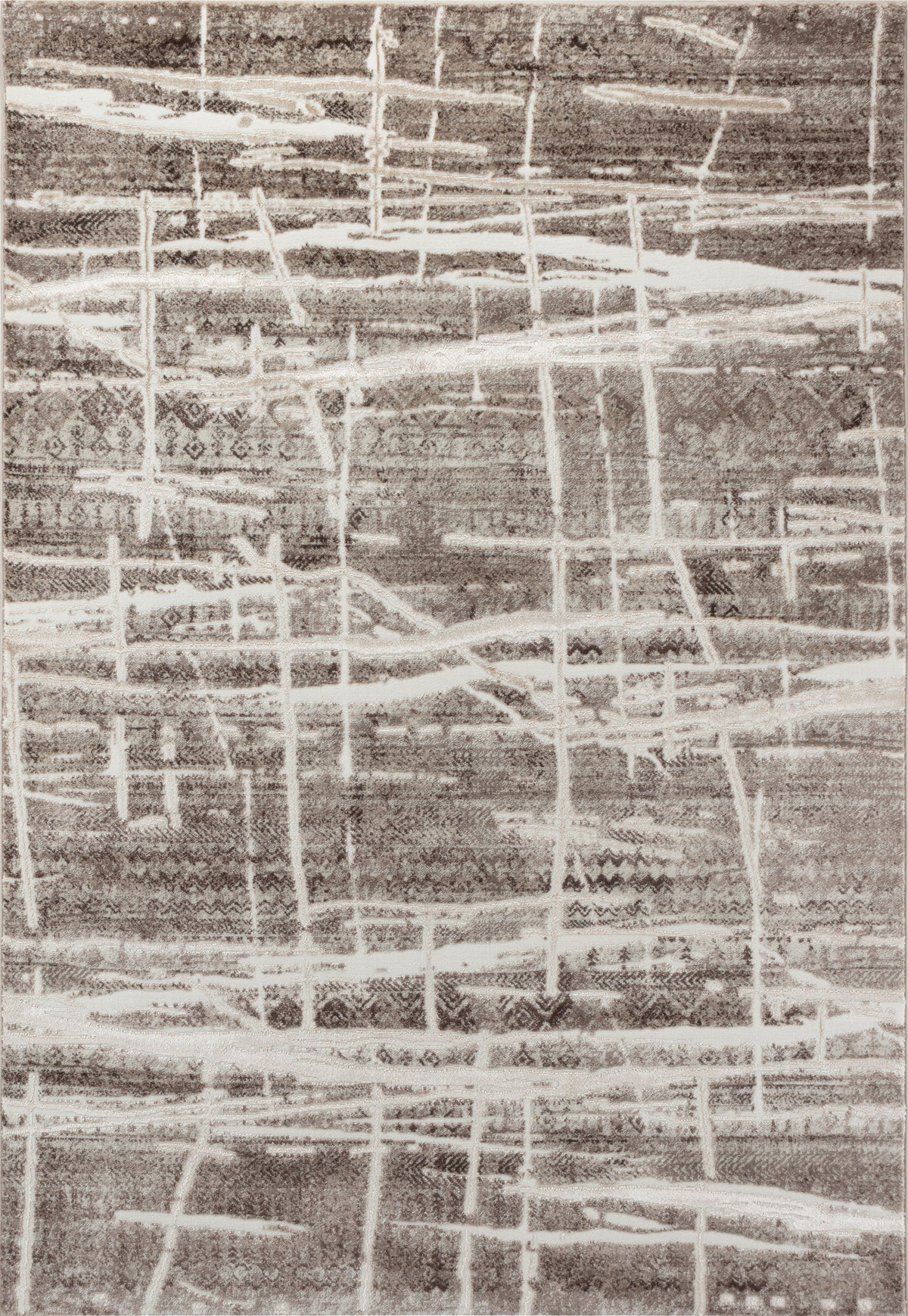 Abstract patterned rug with gray and white colors