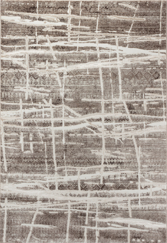 Abstract patterned rug with gray and white colors