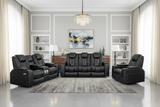 Black 3-Piece Power Reclining Living Room Set with LED Lighting, Hidden Storage & Bluetooth Speaker