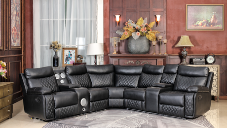 3 Piece Power Reclining Sectional with LED and Bluetooth by Sara Collections | Bel Furniture