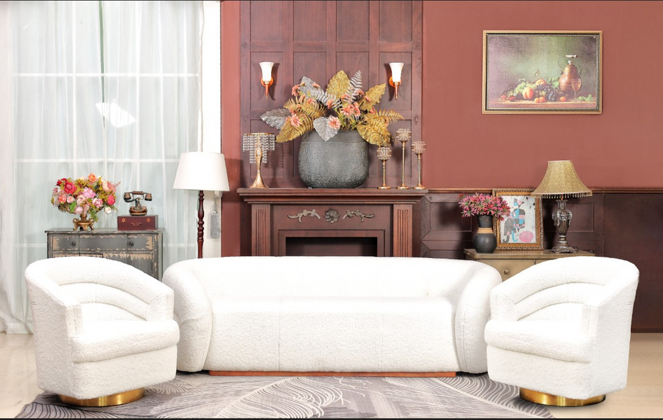 3 Piece Living Room Set - Sofa & 2 Swivel Chairs