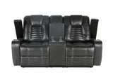 Meridian Grey 3-Piece Living Room Set with Power Headrests, Cup Holders & Storage