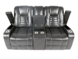 Meridian Grey 3-Piece Living Room Set with Power Headrests, Cup Holders & Storage