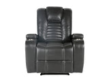 Meridian Grey 3-Piece Living Room Set with Power Headrests, Cup Holders & Storage