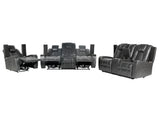 Meridian Grey 3-Piece Living Room Set with Power Headrests, Cup Holders & Storage