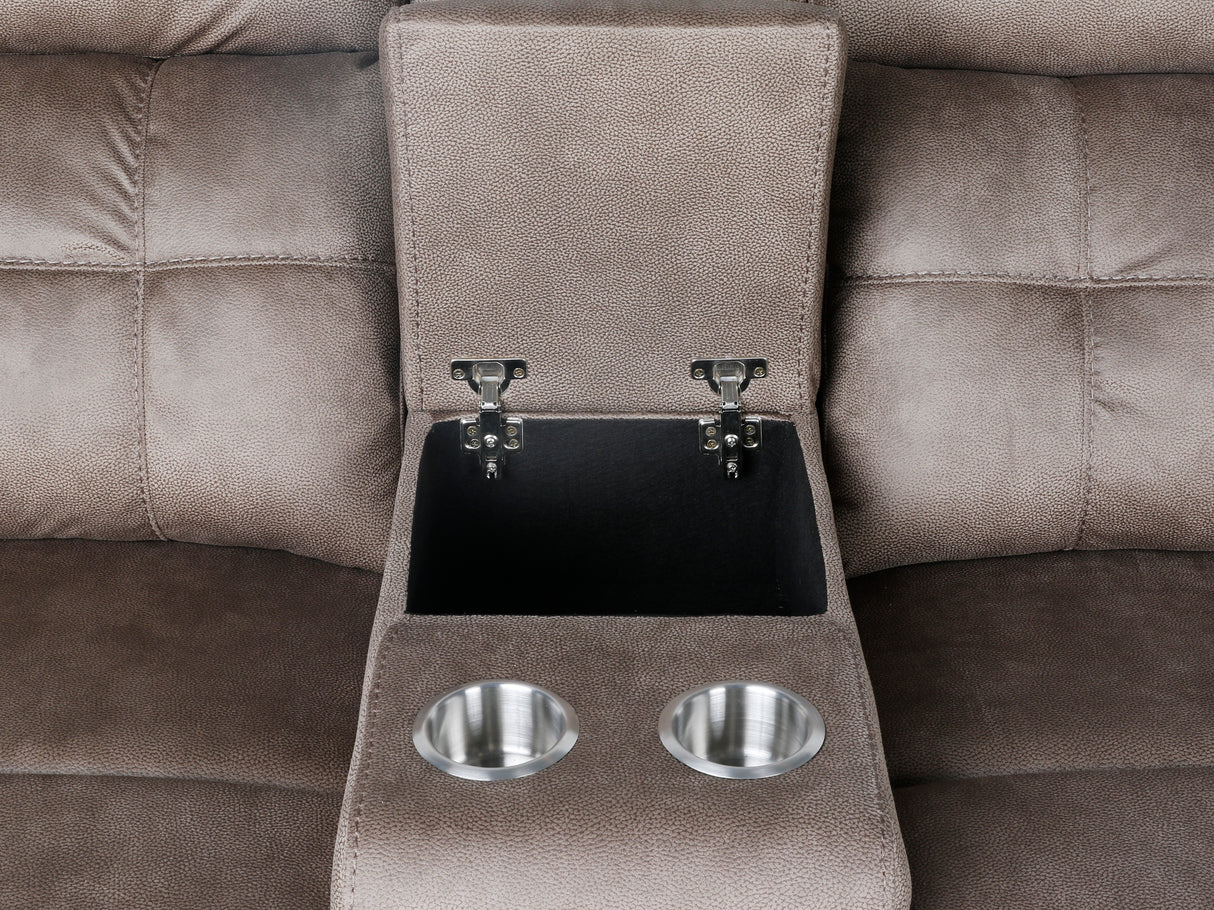 Keily Brown Power Reclining Sofa, Stationary Loveseat & Power Recliner Set with Console