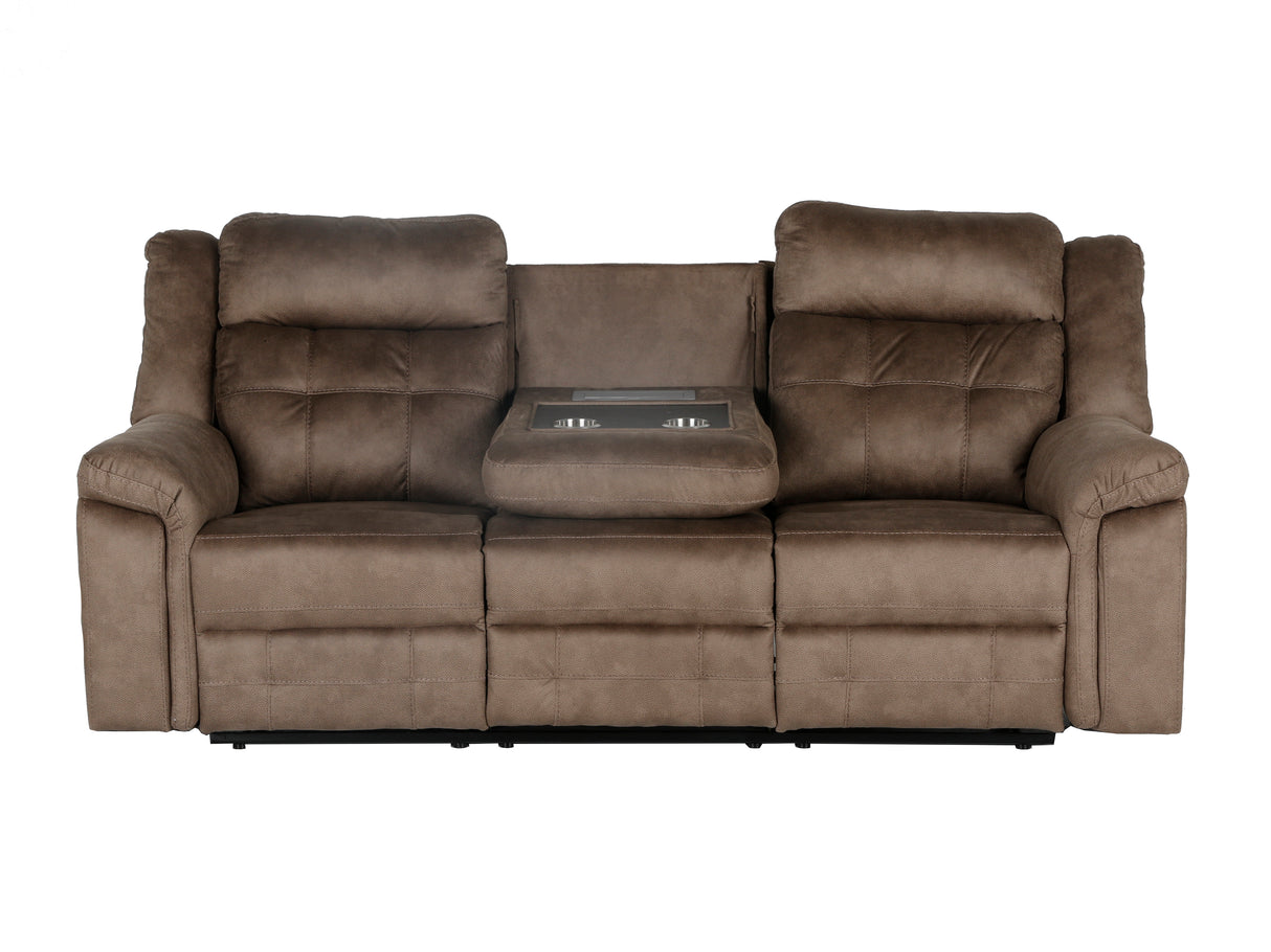 Keily Brown Power Reclining Sofa, Stationary Loveseat & Power Recliner Set with Console