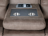 Keily Brown Power Reclining Sofa, Stationary Loveseat & Power Recliner Set with Console