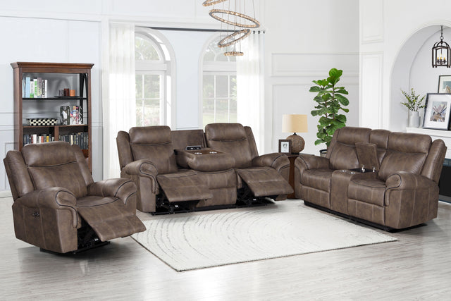 3 Piece Living Room Set: Power Reclining Sofa, Power Reclining Chair, Stationary Loveseat by Sara Collections | Bel Furniture