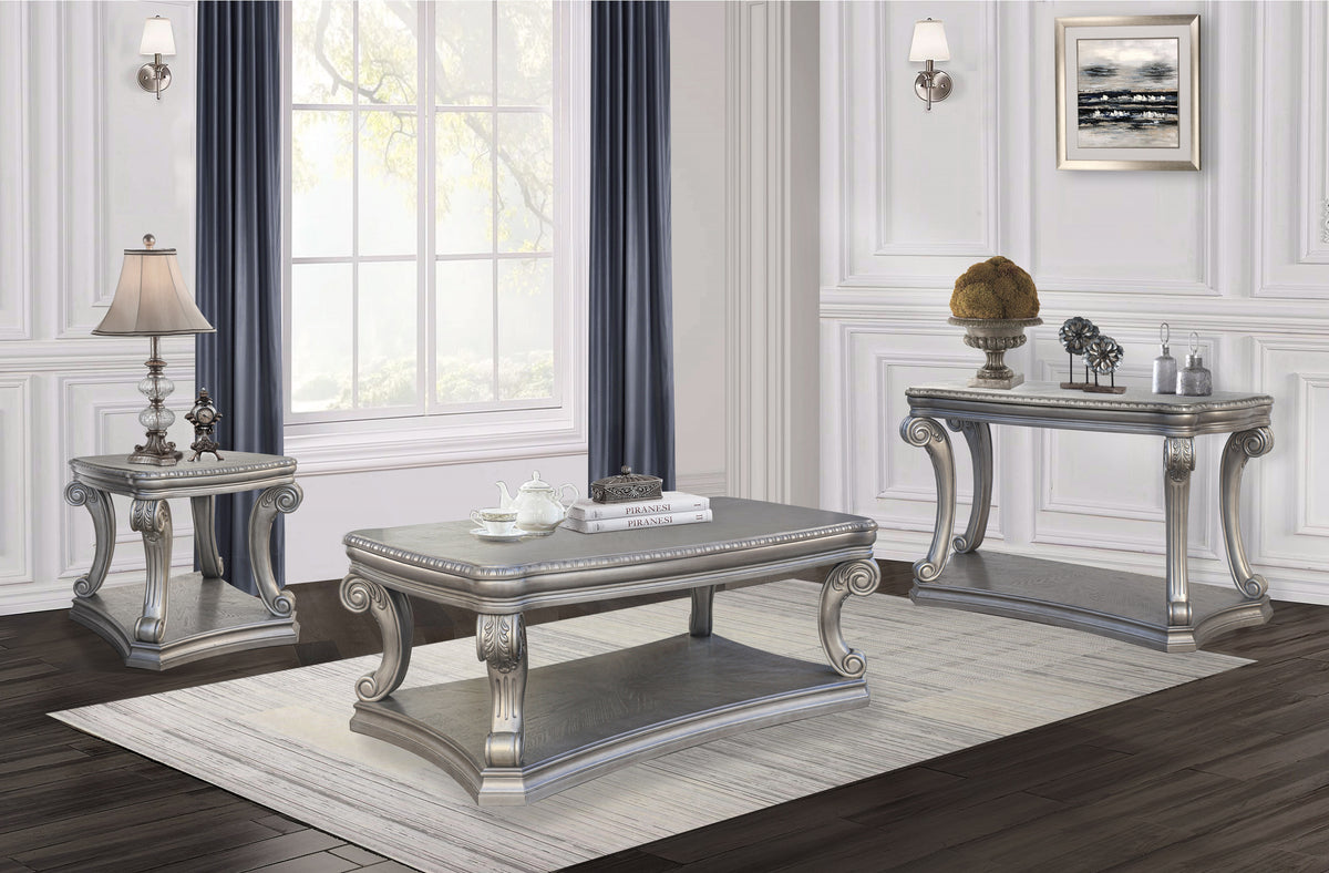 Grand-Platinum 3 Piece Coffee Table Set by Mollai Collections | Bel Furniture