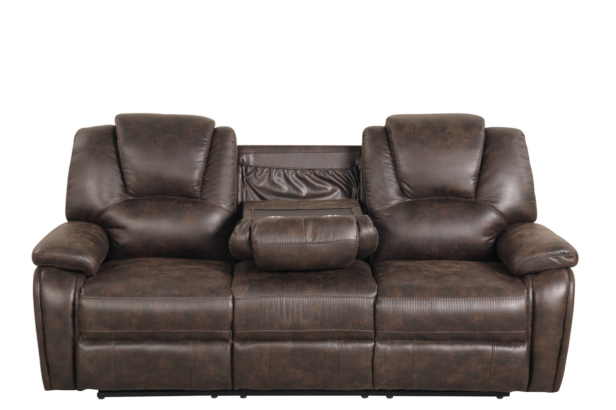 Red Brown 3-Piece Reclining Living Room Set with Console Loveseat