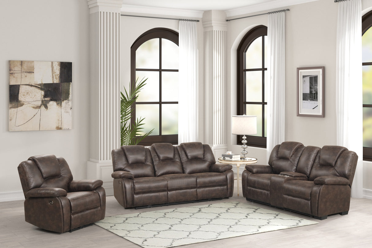 Red Brown 3-Piece Reclining Living Room Set with Console Loveseat