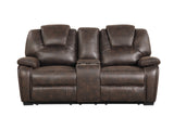 Red Brown 3-Piece Reclining Living Room Set with Console Loveseat