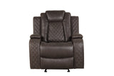 Chocolate Contemporary 3-Piece Power Reclining Living Room Set with Power Headrests, LED Lights & Wireless Charging