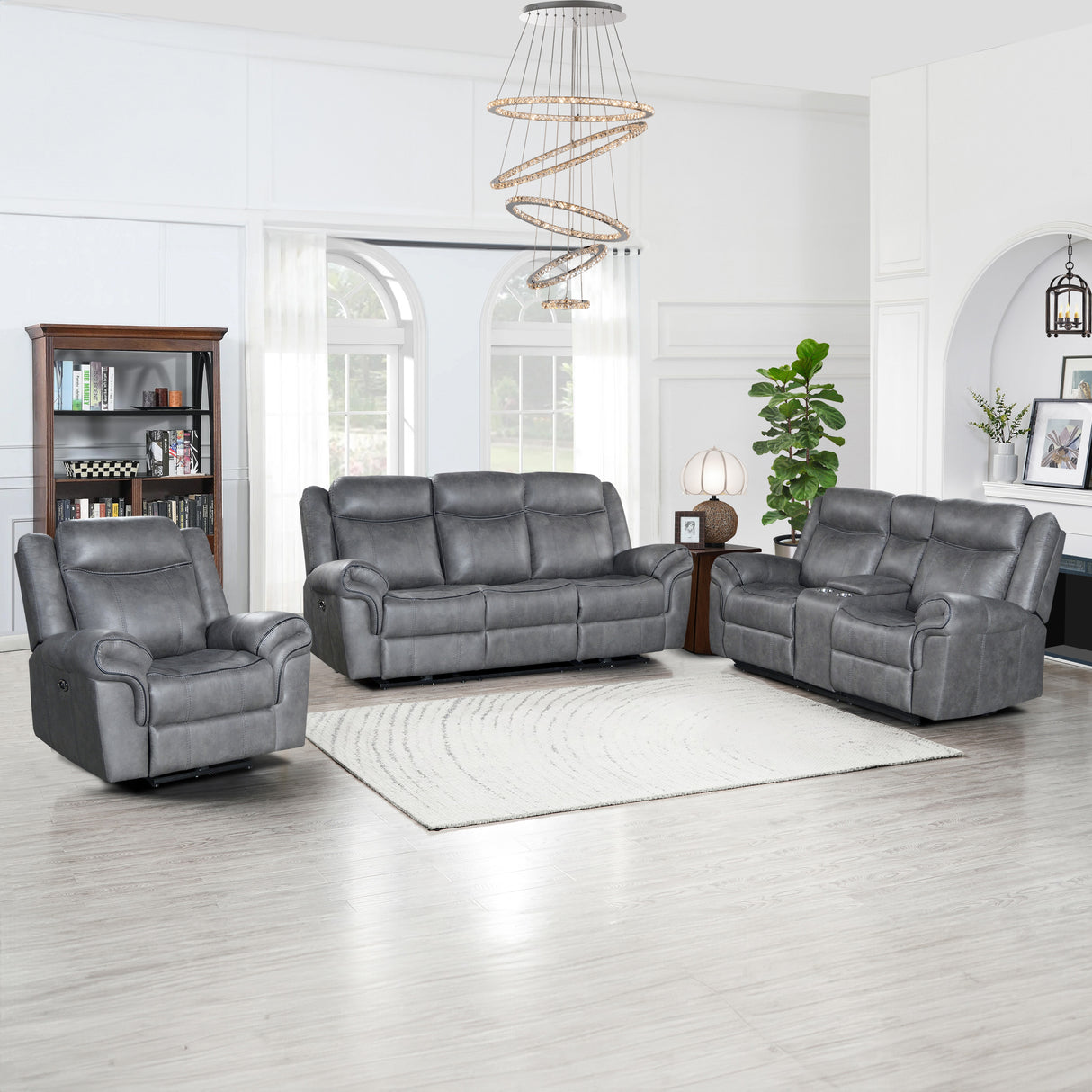 3 Piece Living Room Set: Power Reclining Sofa, Power Reclining Chair, Stationary Loveseat by Sara Collections | Bel Furniture