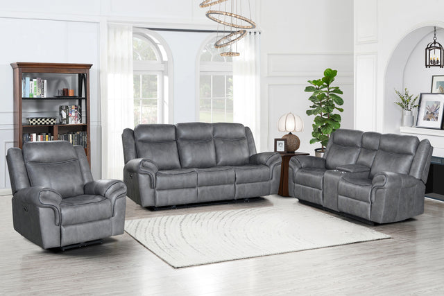 3 Piece Living Room Set: Power Reclining Sofa, Power Reclining Chair, Stationary Loveseat by Sara Collections | Bel Furniture